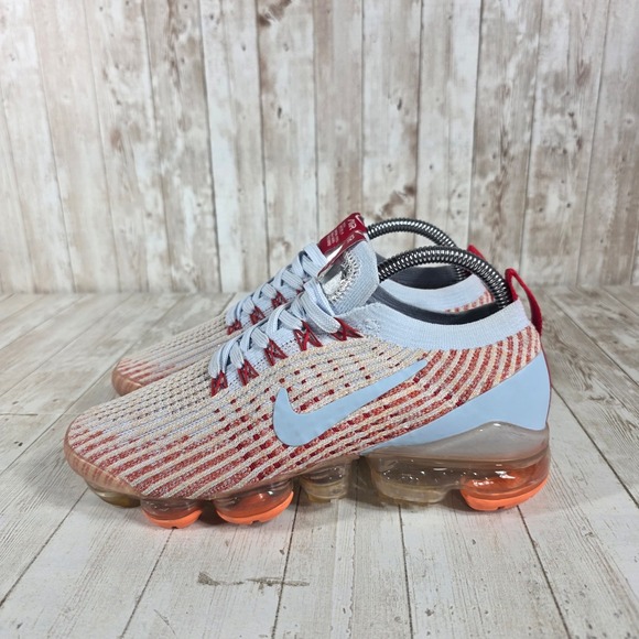 Nike‎ Air VaporMax 3 Flyknit Women's Running Shoes Crimson Light Blue Size 8 - Picture 2 of 8